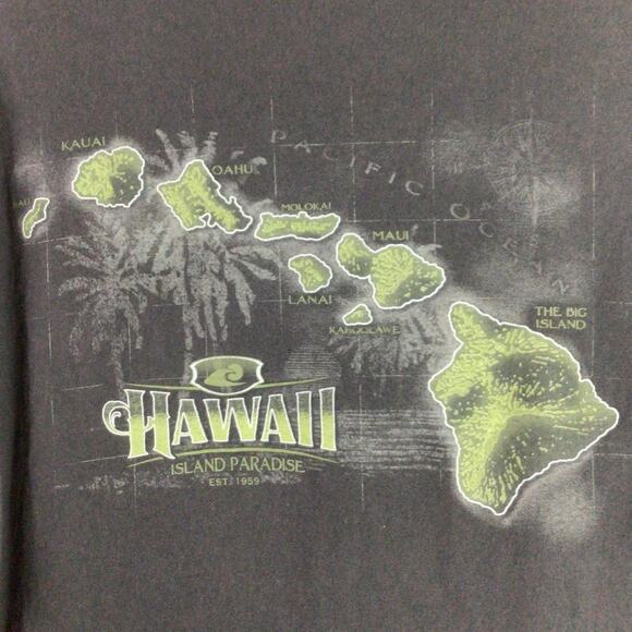 Vintage Hawaii Island map Paradise T Shirt Gray XL - Picture 2 of 4